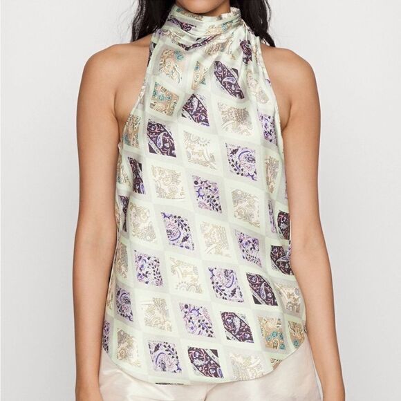 Cinq à Sept Adalynn Print Sleeveless Turtleneck Medium NEW $325 - Picture 4 of 14